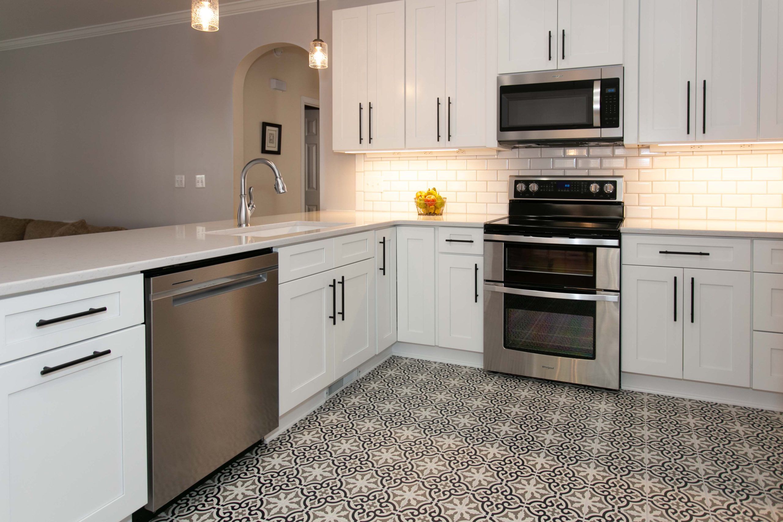 Kitchen renovation in Apex NC Kitchen view looking at oven and sink area